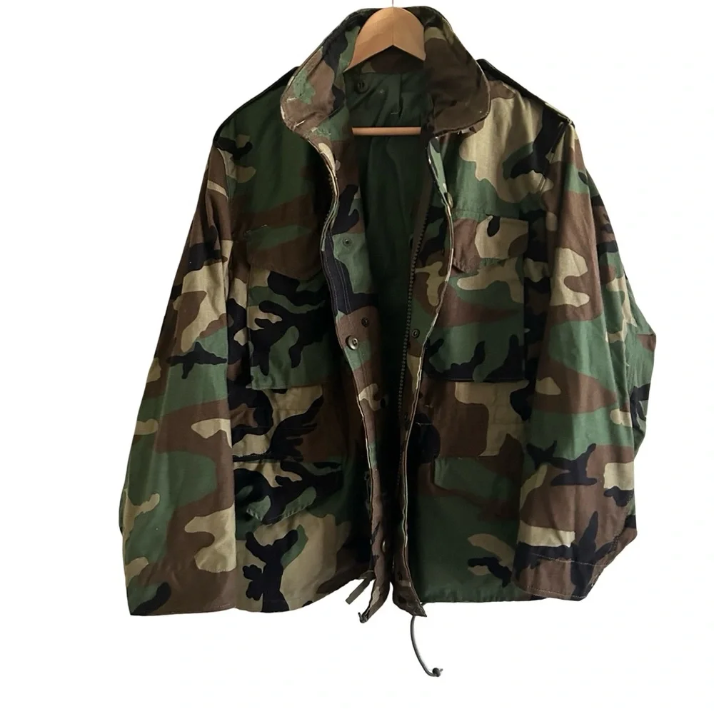 Men’s Vintage Golden Mfg. Co. Green Camo Water Resistant Hooded Jacket Coat